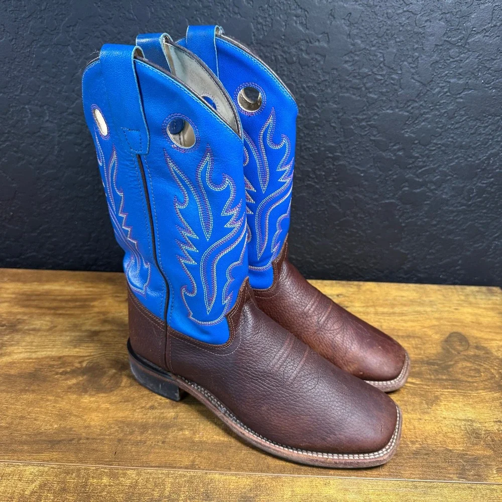 Cody James BBSC1840 Blue Brown Leather Western Cowboy Boots Boys Size 6.0 D